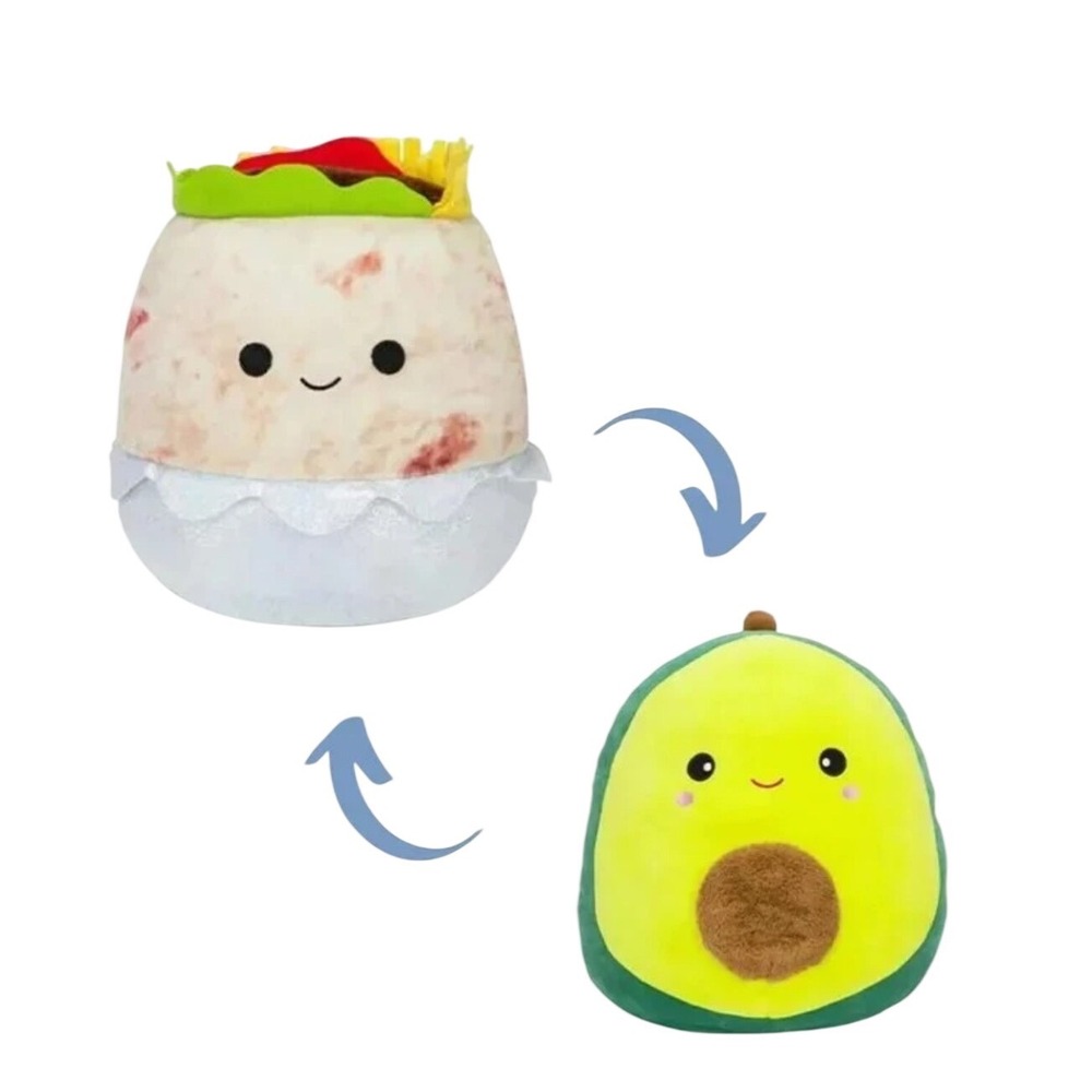Squishmallows Flip-A-Mallows Bernardo Burrito Austin Avocado Reversible Plush5in